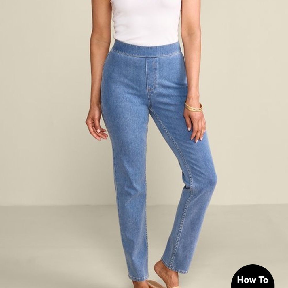 Soft Surroundings Ultimate Denim Pull-On Slim Leg Jeans Women’s Large - Picture 1 of 5
